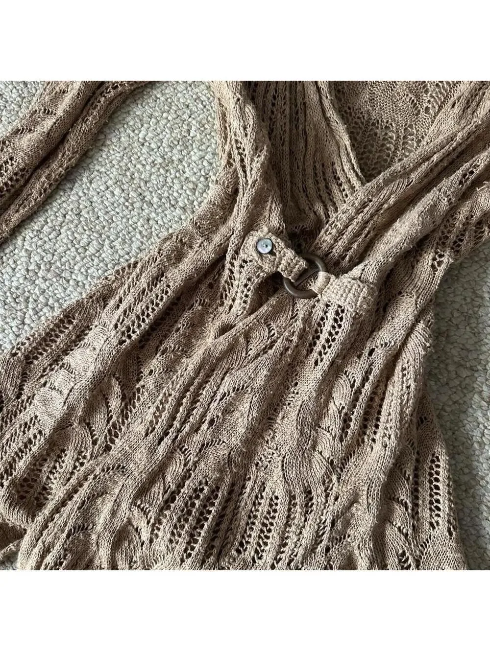 Bibelot linen and cotton knit cardigan with button detail,